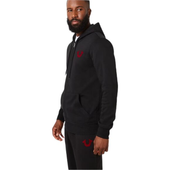 True Religion 2 Piece Fleece Sweatsuit Tracksuit Hoodie Joggers Red Velvet NEW - Picture 8 of 11